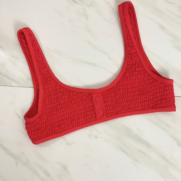 Kendall + Kylie Red Henley Bikini Top - Sz M - Picture 7 of 12